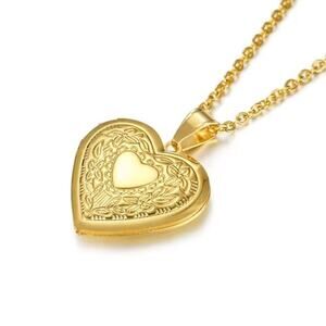 Gold Plated Heart Locket Necklace Women's Valentine's Christmas Birthday Gift